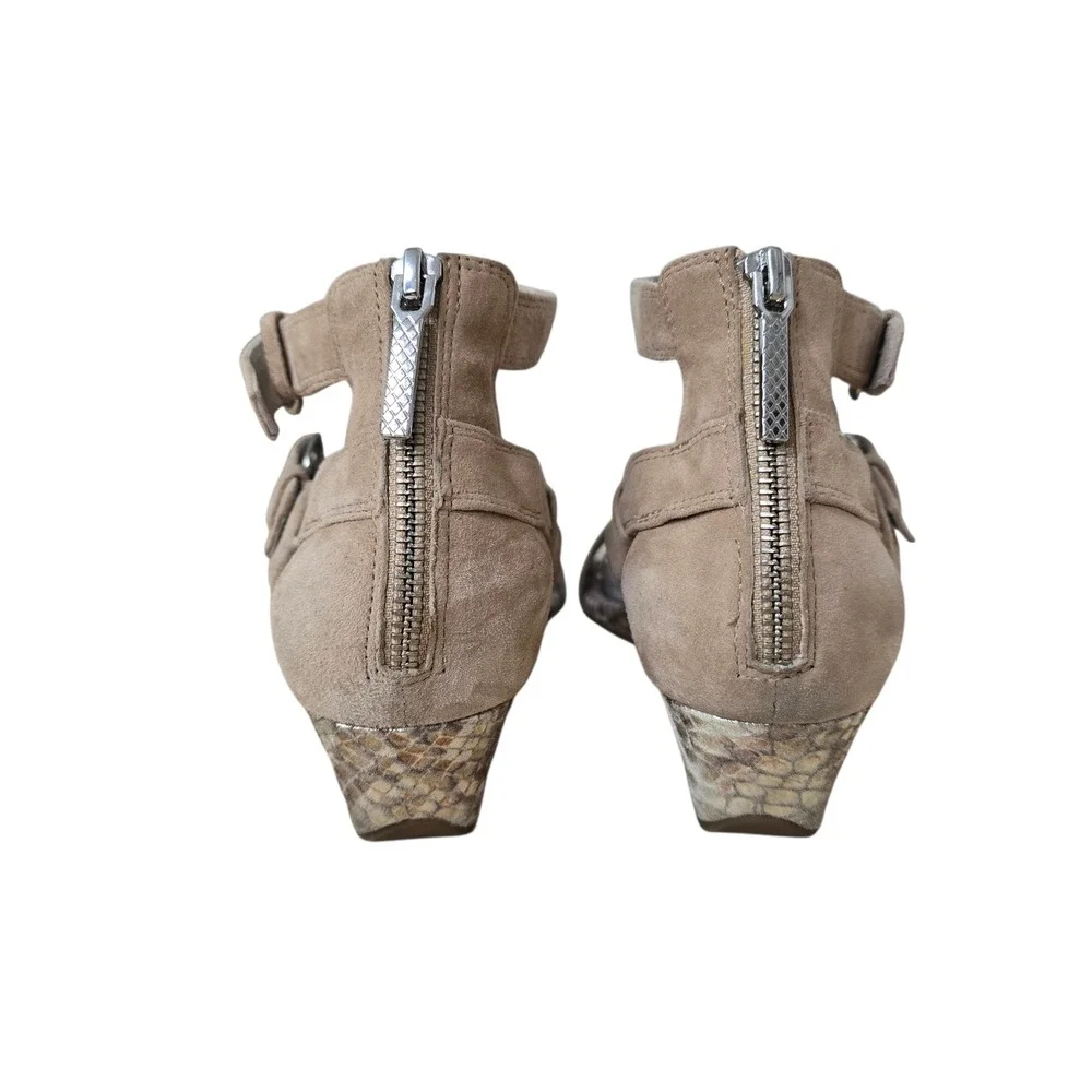 Donald Pliner EDEN Tan Suede Snakeskin Wedge Sandals Women's‎ 9.5M